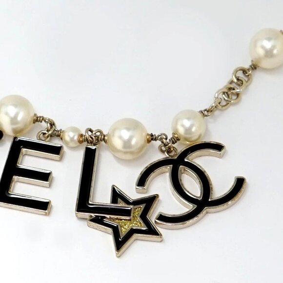 CHANEL Black CC Logos Pearl Clover Star Bracelet 7.5" Gold Tone 07P Auth w/Box - Picture 3 of 7